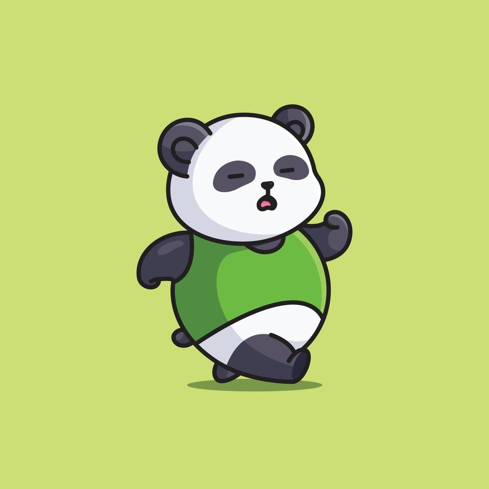 söt tecknad serie fett panda joggning löpning sport vektor illustrationer ikon