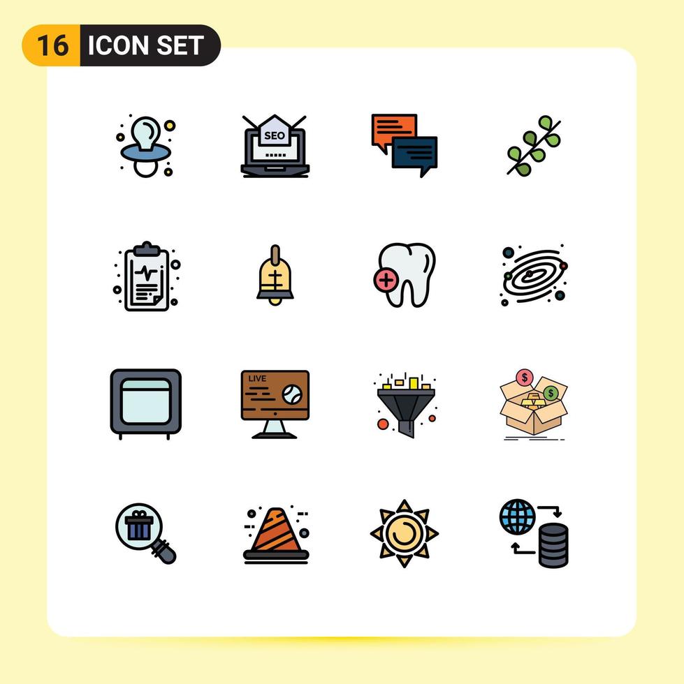 satz von 16 modernen ui-symbolen symbole zeichen für pflege urlaub sms ostern chat editierbare kreative vektordesignelemente vektor