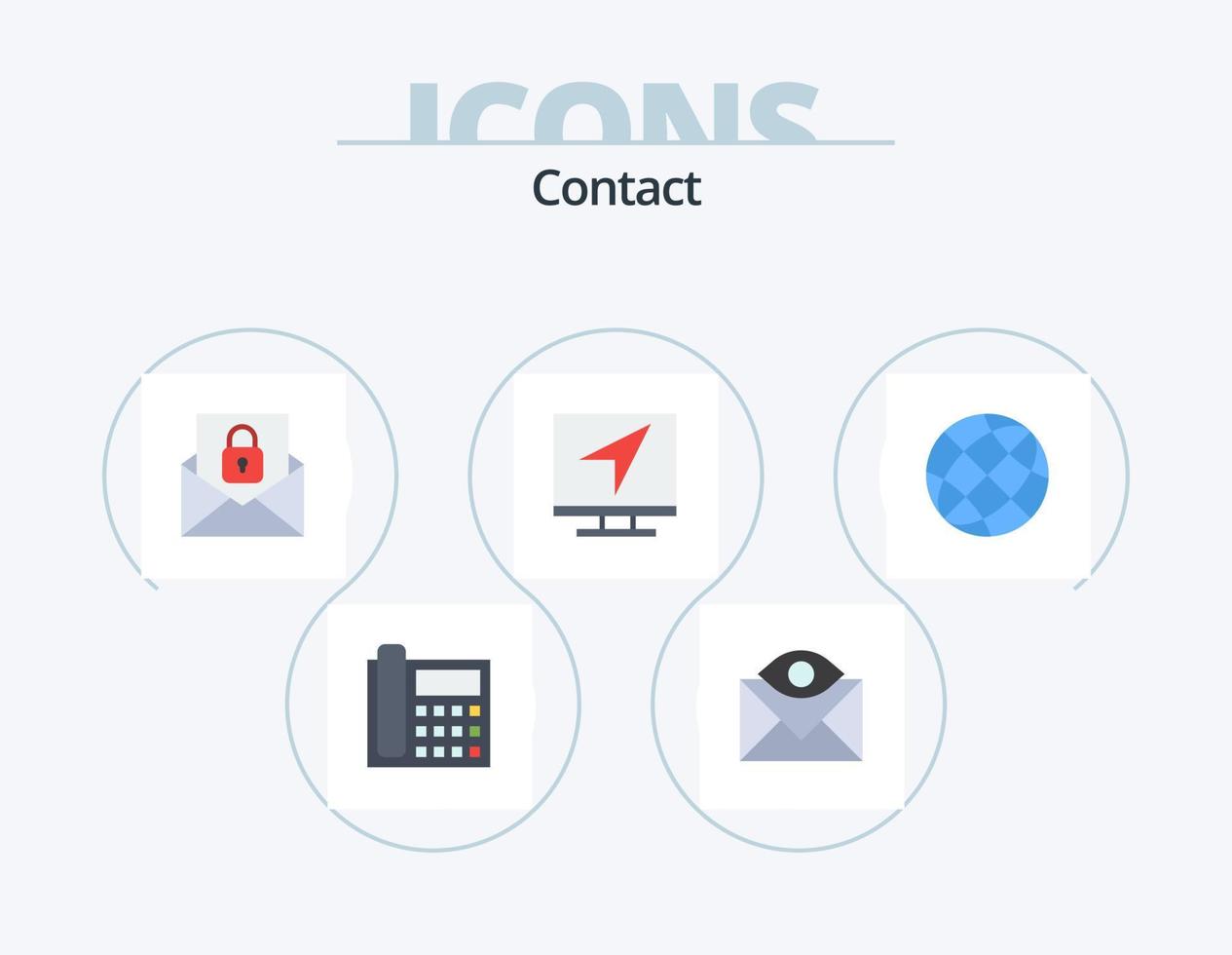 Kontakt platt ikon packa 5 ikon design. meddelande. dator. e-post. kommunikation. kuvert vektor