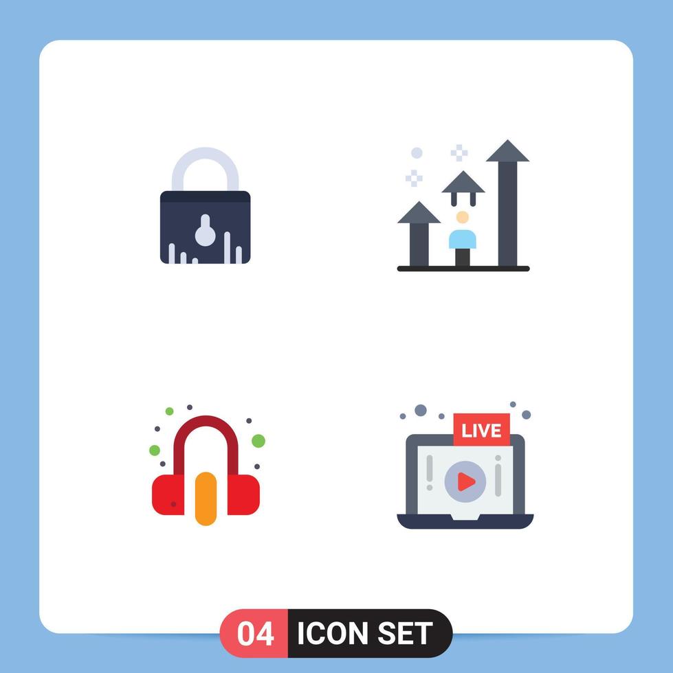 universell ikon symboler grupp av 4 modern platt ikoner av låsa kund handla pil service redigerbar vektor design element