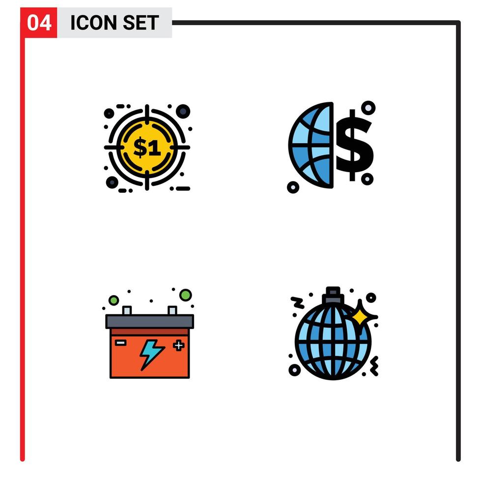 4 kreativ ikoner modern tecken och symboler av rabatt bil mål pengar musik redigerbar vektor design element