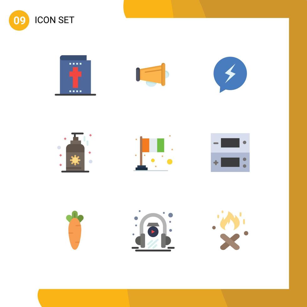 satz von 9 kommerziellen flachen farbenpaketen für irish festival sms day sunblock editierbare vektordesignelemente vektor