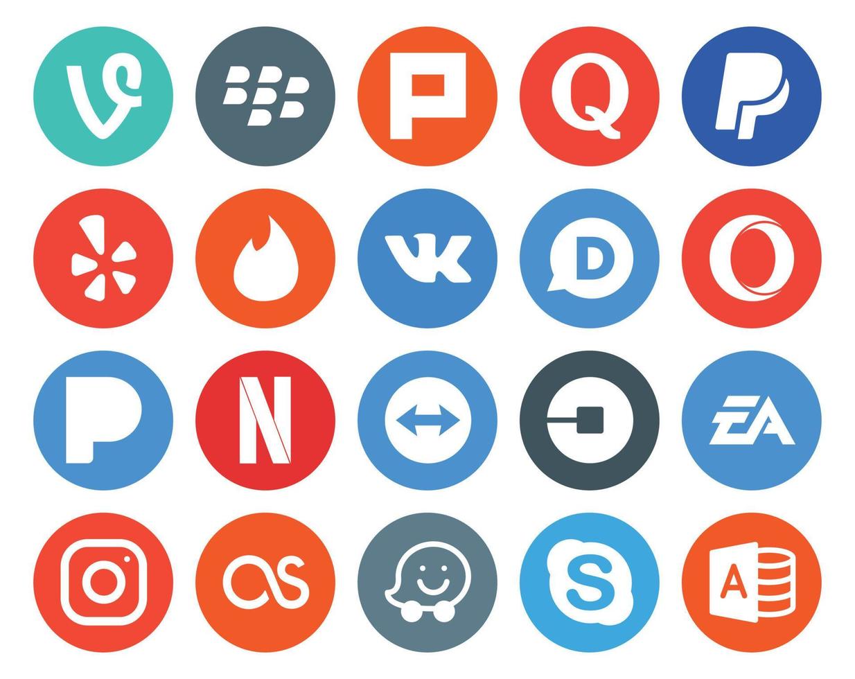 20 Social-Media-Icon-Packs, einschließlich Electronics Arts Car vk über Netflix vektor