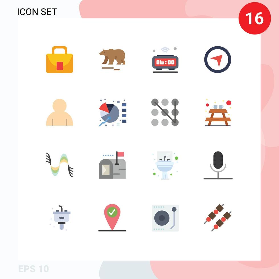 grupp av 16 platt färger tecken och symboler för profil pekare larm Kartor wiFi redigerbar packa av kreativ vektor design element