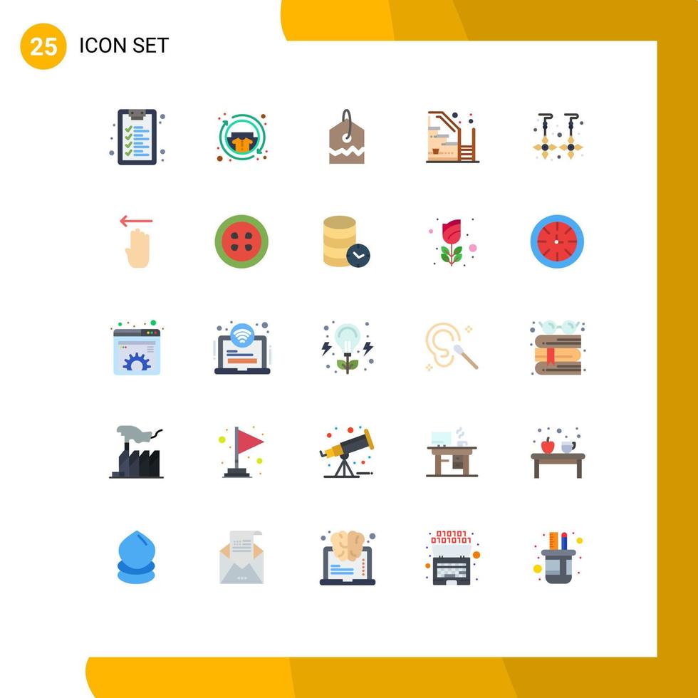 25 universell platt Färg tecken symboler av örhängen fast egendom märka upp framsteg redigerbar vektor design element