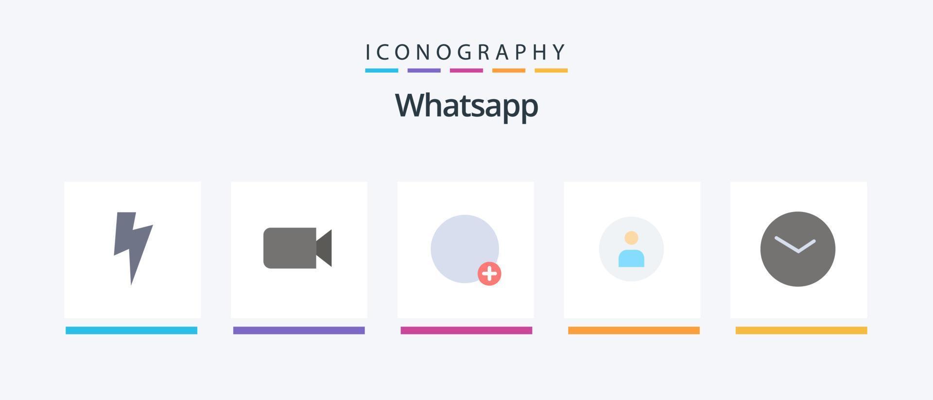 WhatsApp Flat 5 Icon Pack inklusive Zeit. Basic. Plus. ui. Arbeiter. kreatives Symboldesign vektor