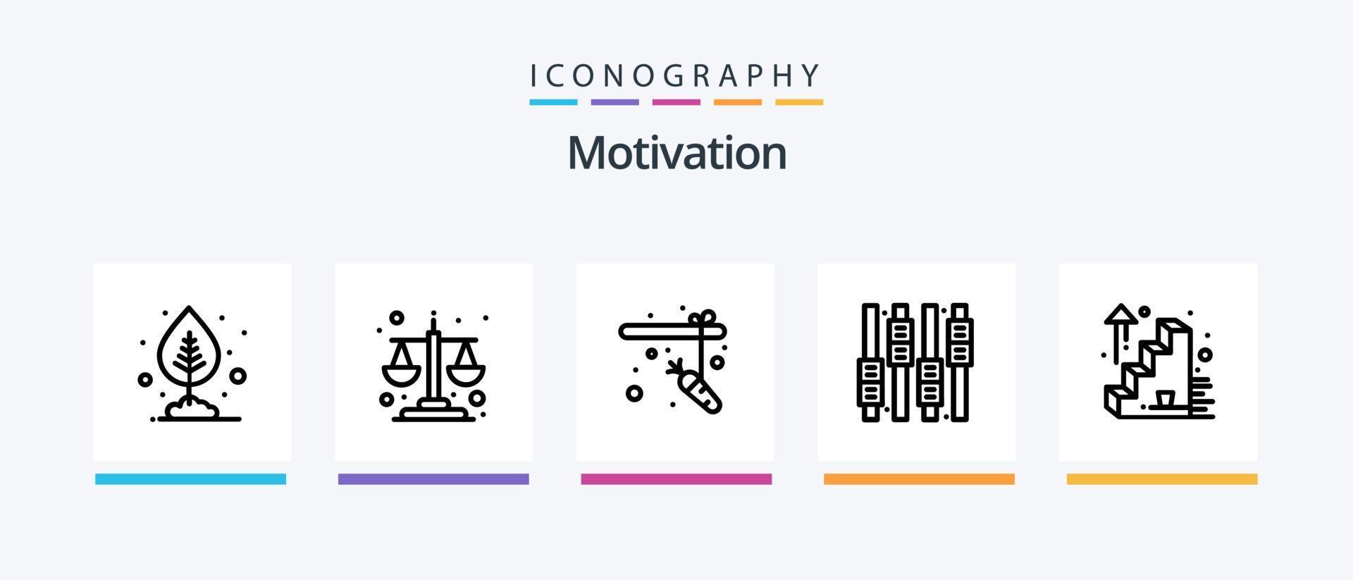 Motivationslinie 5 Icon Pack inklusive . Arbeit. Zeit. Zeit. Ziel. kreatives Symboldesign vektor