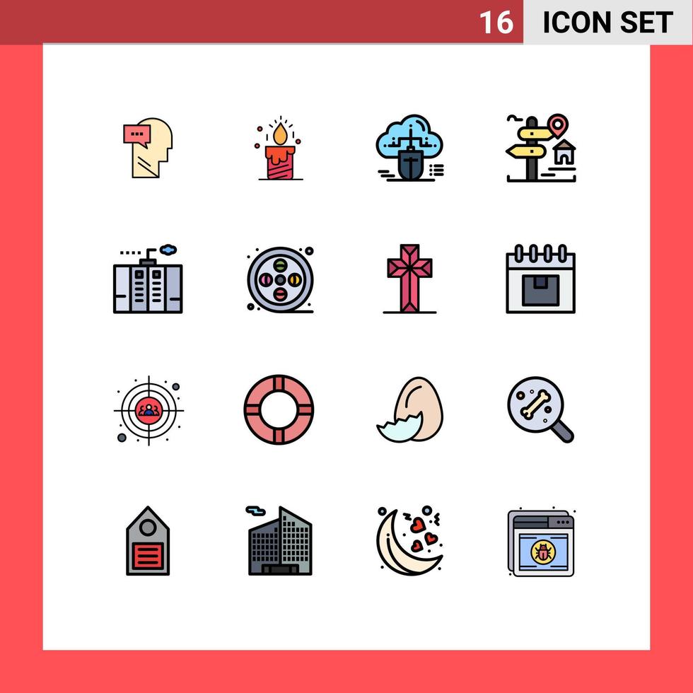 16 thematische Vektor-Flachfarben gefüllte Linien und editierbare Symbole von Homeboard-Mauszeichendaten editierbare kreative Vektordesign-Elemente vektor