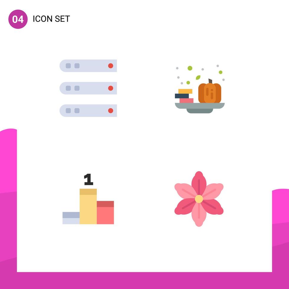 4 universell platt ikoner uppsättning för webb och mobil tillämpningar databas placera nätverk halloween prestation redigerbar vektor design element