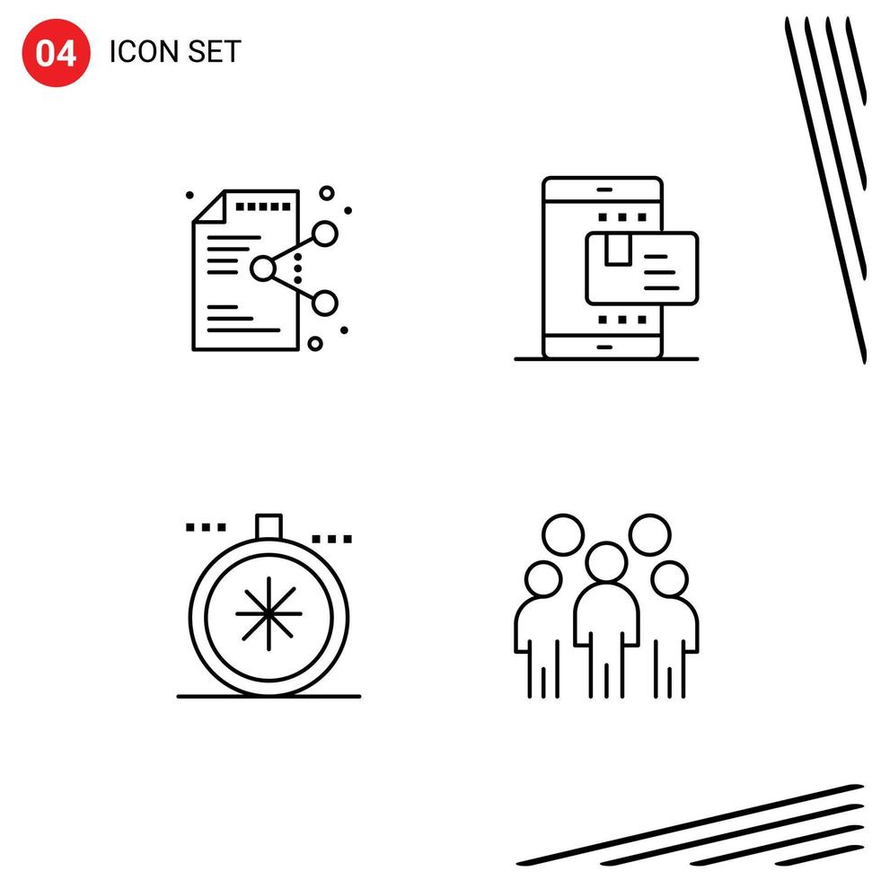 uppsättning av 4 modern ui ikoner symboler tecken för dela med sig handla Ansökan uppkopplad riktning redigerbar vektor design element