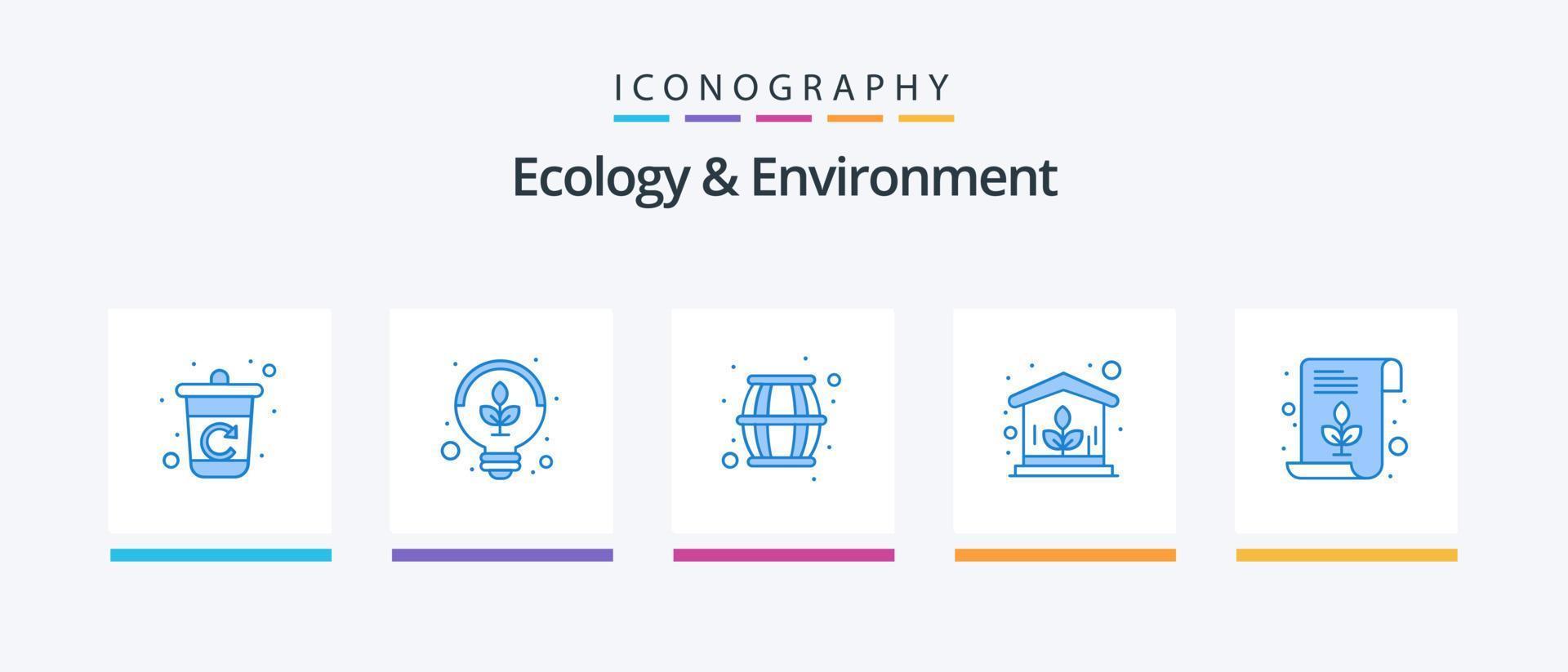 ekologi och miljö blå 5 ikon packa Inklusive blad. blad. tunna. hus. grön. kreativ ikoner design vektor
