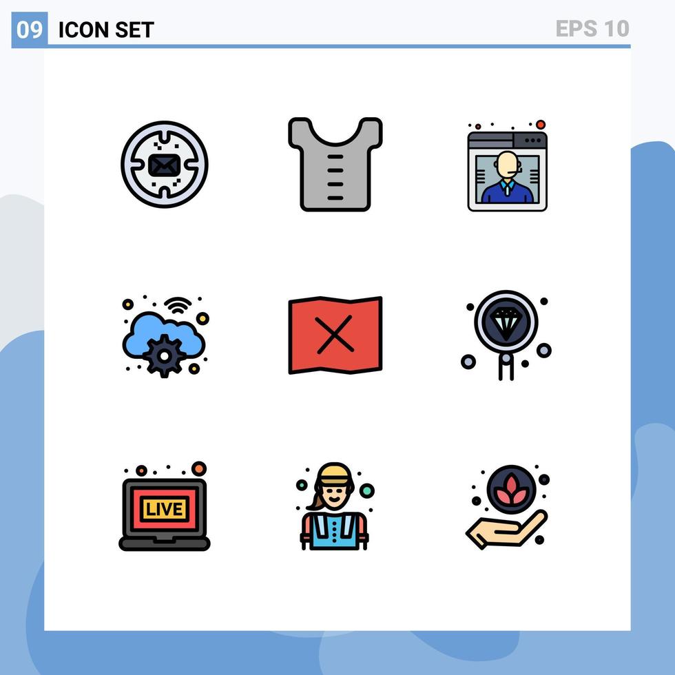 uppsättning av 9 modern ui ikoner symboler tecken för plats plats kund digital redskap redigerbar vektor design element