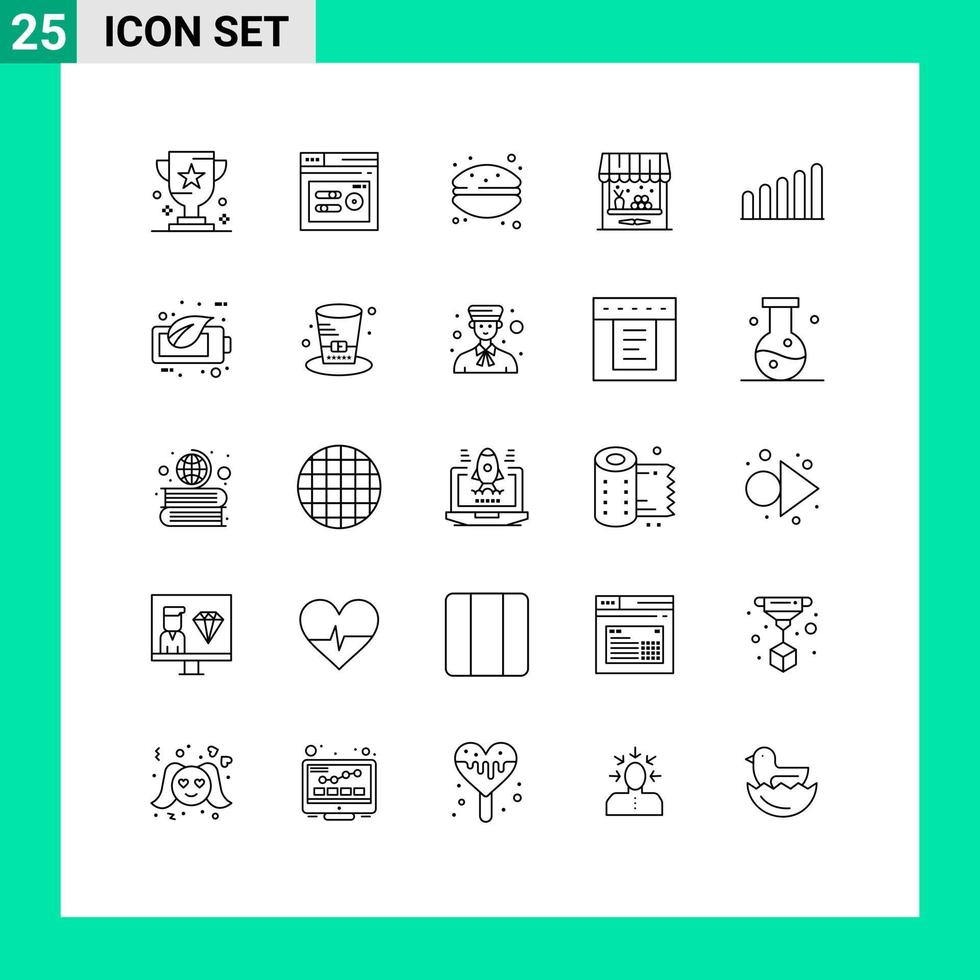 25 universell linje tecken symboler av förbindelse magasin webb ladugård makaroner redigerbar vektor design element