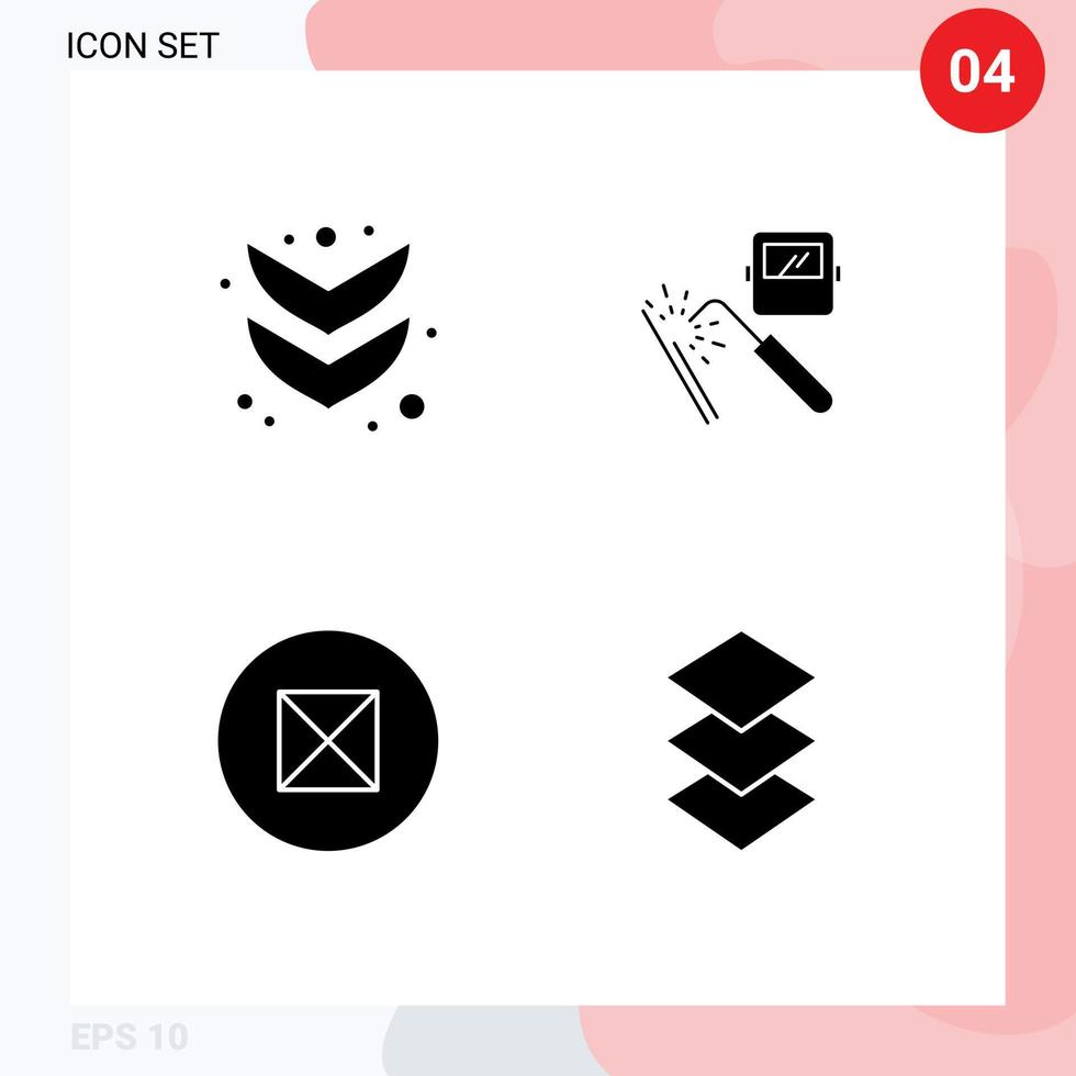 uppsättning av 4 kommersiell fast glyfer packa för pil tro svetsning fabrik ordna redigerbar vektor design element