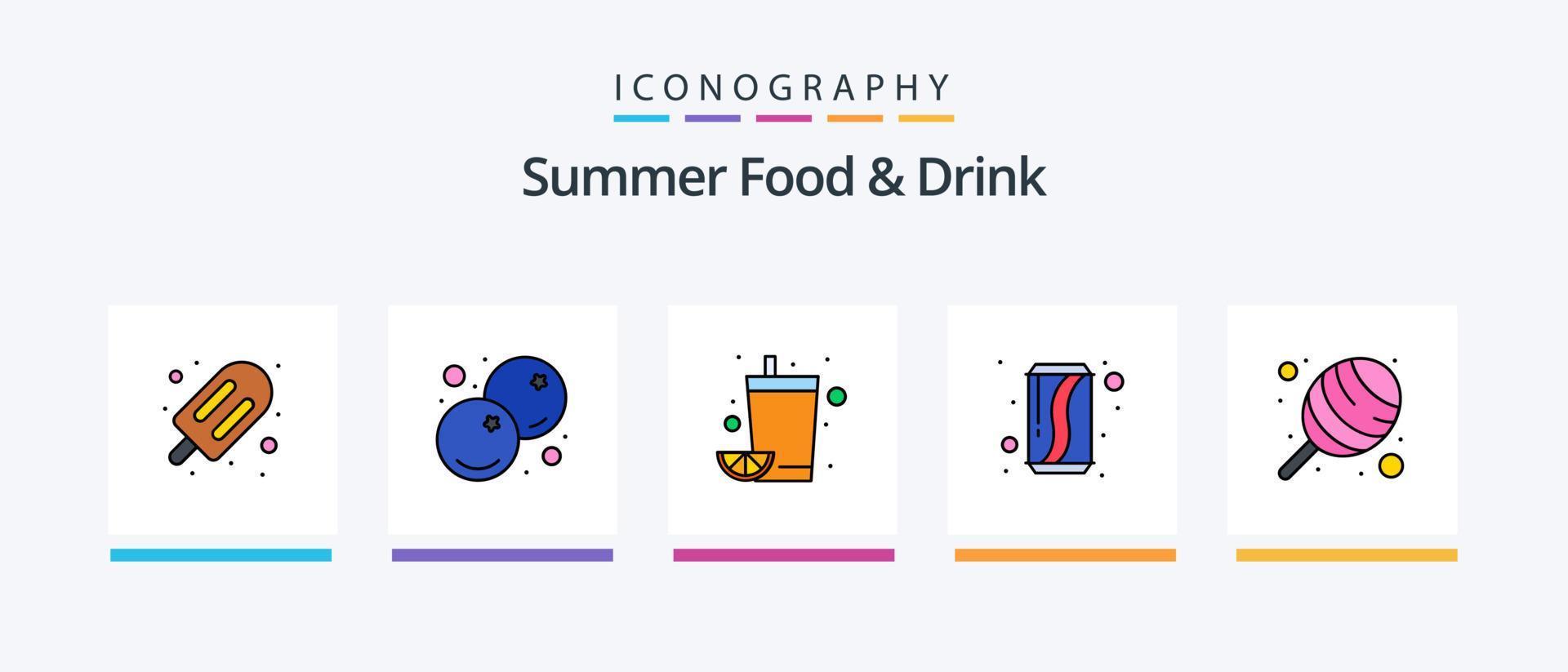 sommar mat och dryck linje fylld 5 ikon packa Inklusive banan. klubba. mat. klubba. sommar. kreativ ikoner design vektor