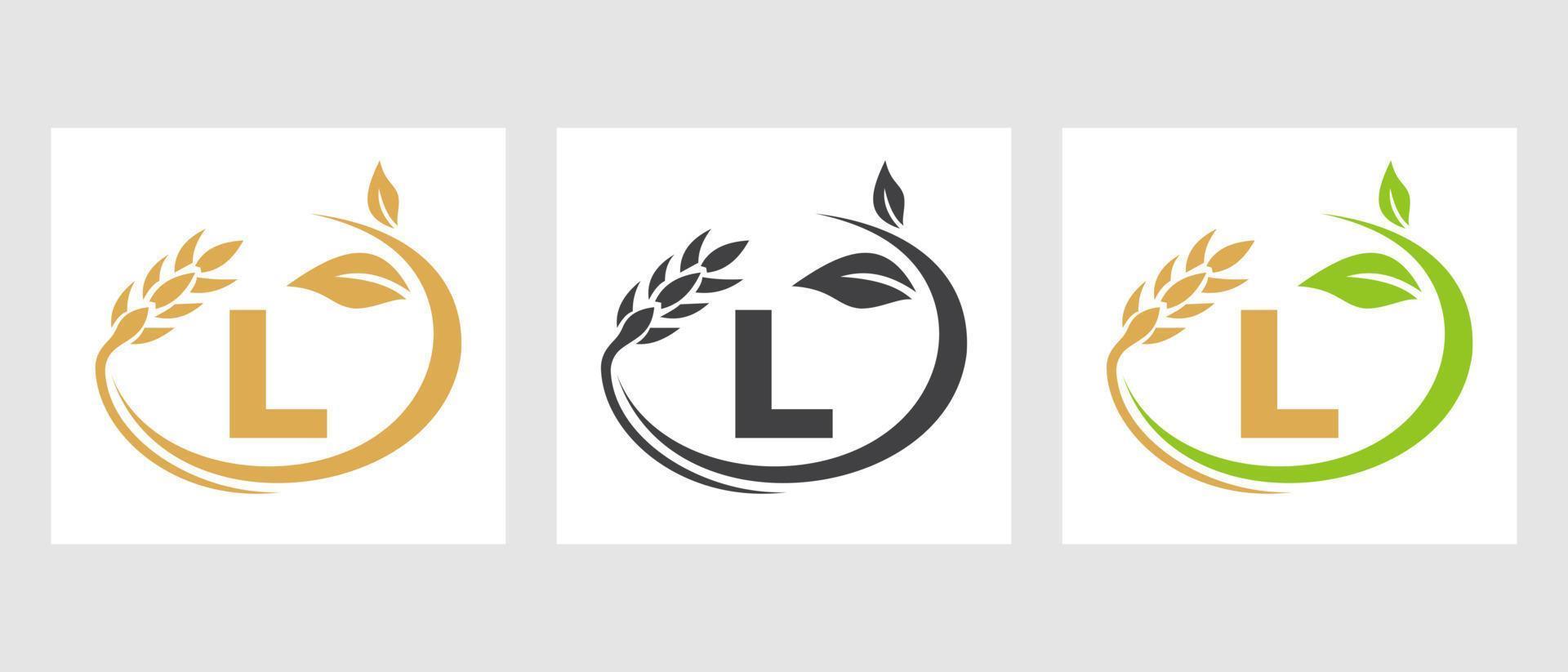 buchstabe l landwirtschaftslogo. Agribusiness, Eco-Farm-Design-Vorlage vektor