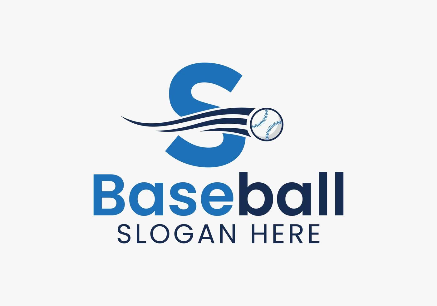 Buchstabe s Baseball-Logo-Konzept mit beweglicher Baseball-Icon-Vorlage vektor
