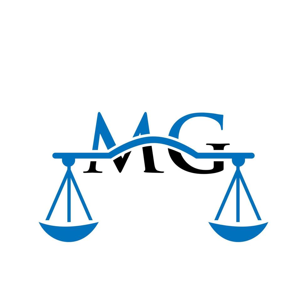 Buchstabe mg Anwaltskanzlei-Logo-Design für Anwalt, Justiz, Anwalt, Recht, Anwaltsservice, Anwaltskanzlei, Waage, Anwaltskanzlei, Anwaltsunternehmen vektor