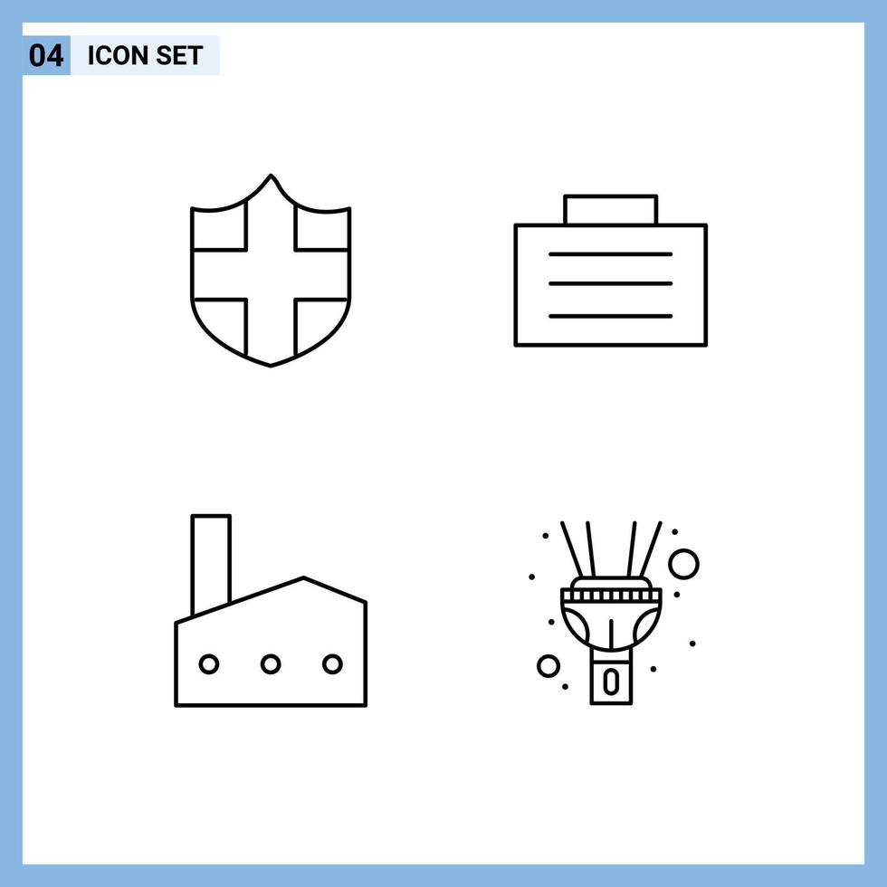 satz von 4 modernen ui-symbolen symbole zeichen für schutz industrie fall fabrik flash editierbare vektordesignelemente vektor