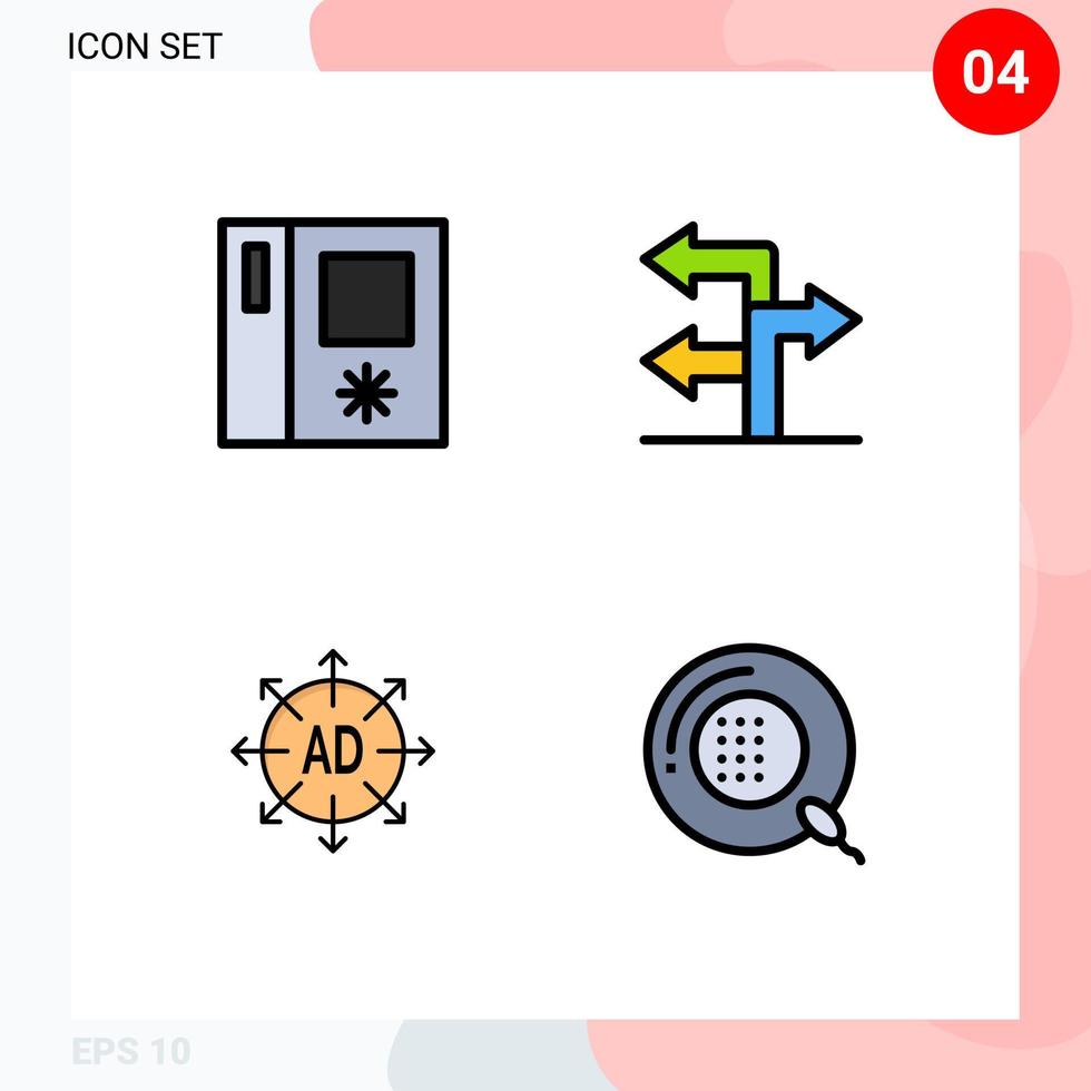 4 Benutzeroberfläche Filledline Flat Color Pack moderner Zeichen und Symbole der Kühlschrankanzeige Pfeilwerbung Fitness editierbare Vektordesignelemente vektor