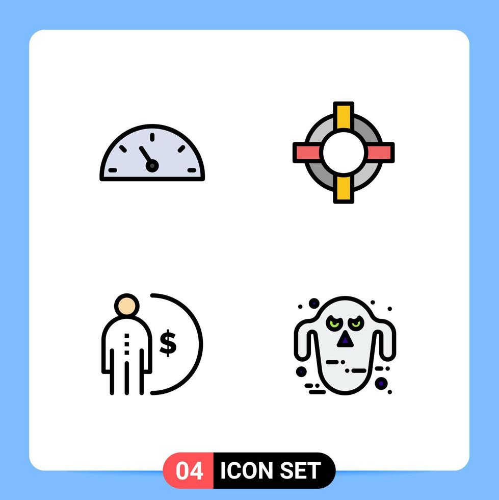 4 tematiska vektor fylld linje platt färger och redigerbar symboler av mätare förvaltning hjälp företag spöke redigerbar vektor design element