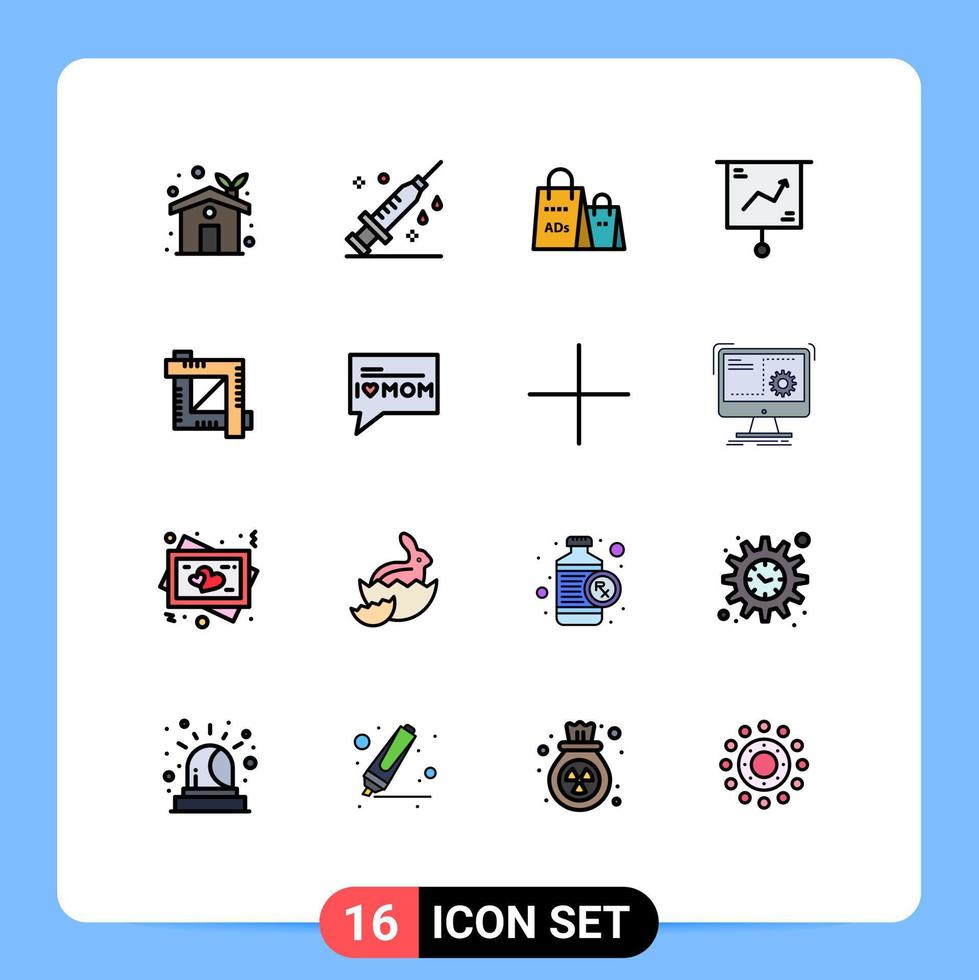Stock Vector Icon Pack mit 16 Zeilenzeichen und Symbolen für die Präsentation Finanzwerbung Chart Shopping editierbare kreative Vektordesign-Elemente