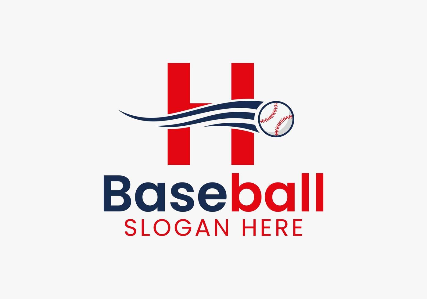 Buchstabe h Baseball-Logo-Konzept mit beweglicher Baseball-Icon-Vorlage vektor