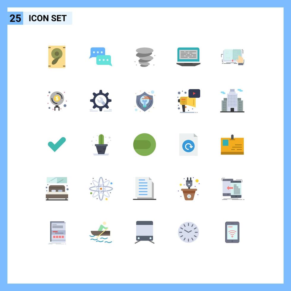 Aktienvektor-Icon-Pack mit 25 Zeilenzeichen und Symbolen für die Codierung editierbarer Vektordesign-Elemente des Computersturms vektor