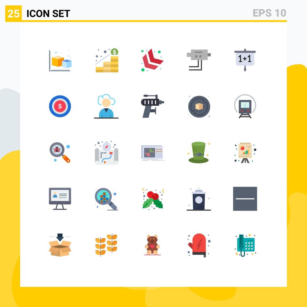 Piktogrammsatz von 25 einfachen flachen Farben des Pfeildiagramms der Schulbildung schützen bearbeitbare Vektorgestaltungselemente vektor