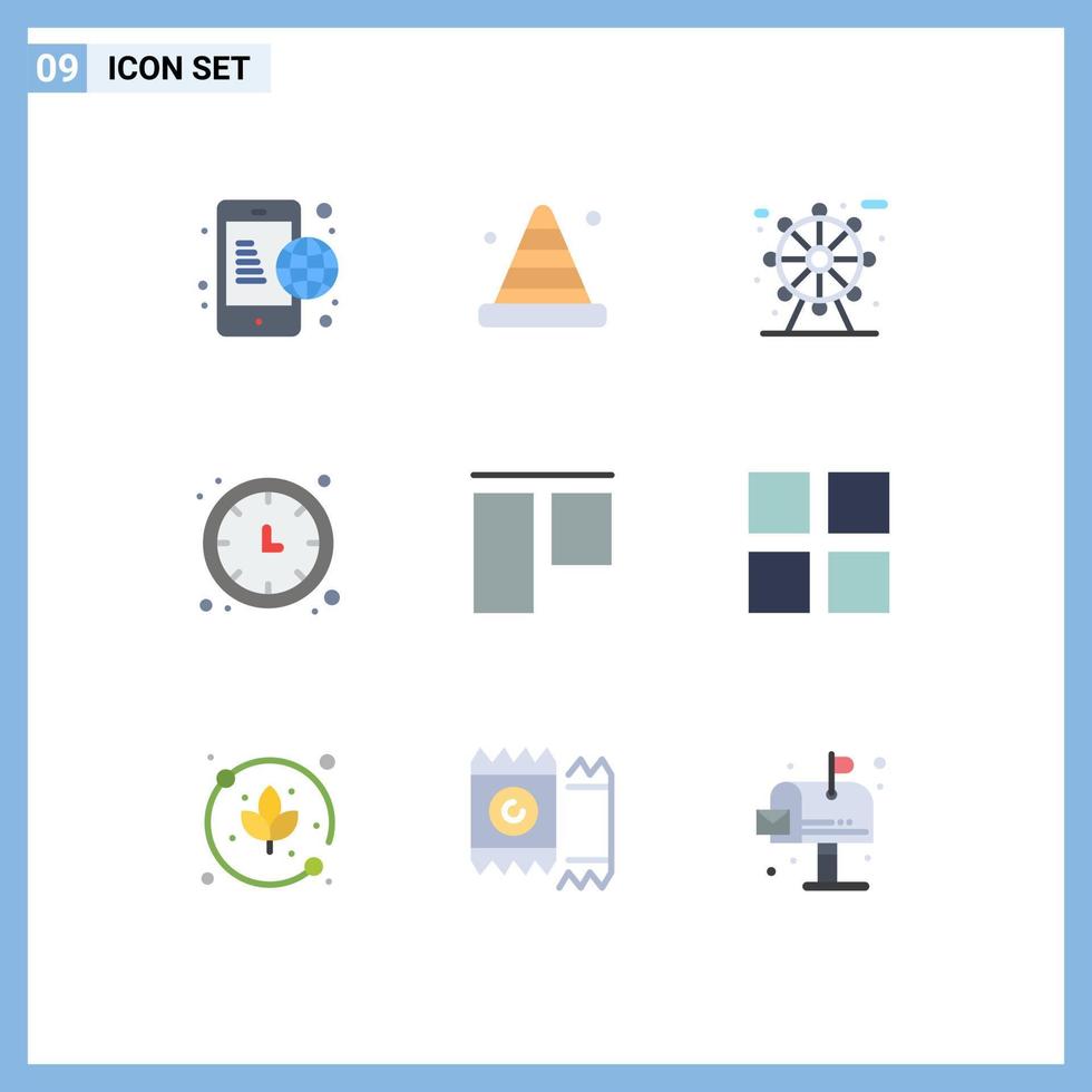 universell ikon symboler grupp av 9 modern platt färger av justera timer verktyg tid vårdare klocka redigerbar vektor design element
