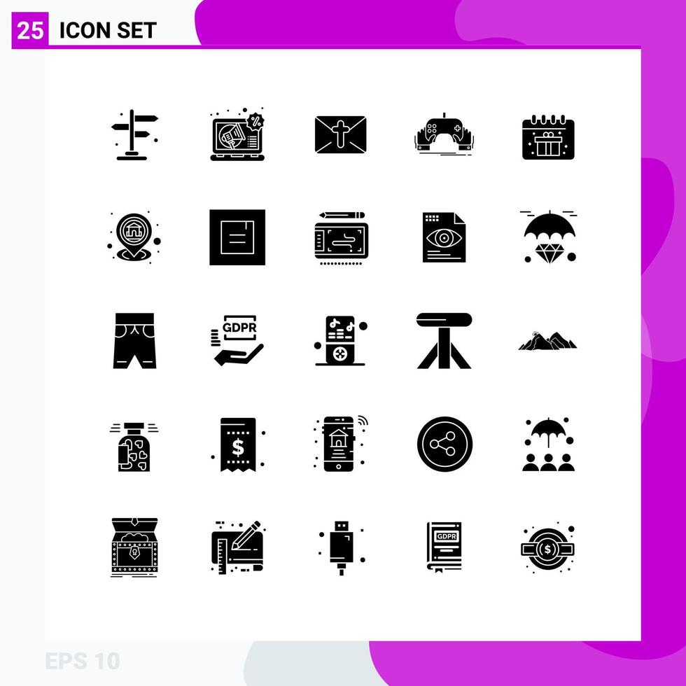 uppsättning av 25 modern ui ikoner symboler tecken för kalender app post underhållning gaming redigerbar vektor design element