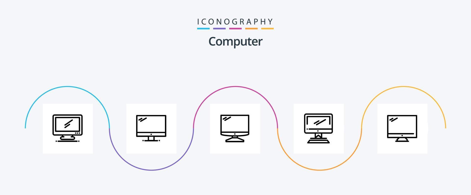 Computer Line 5 Icon Pack inklusive . vektor