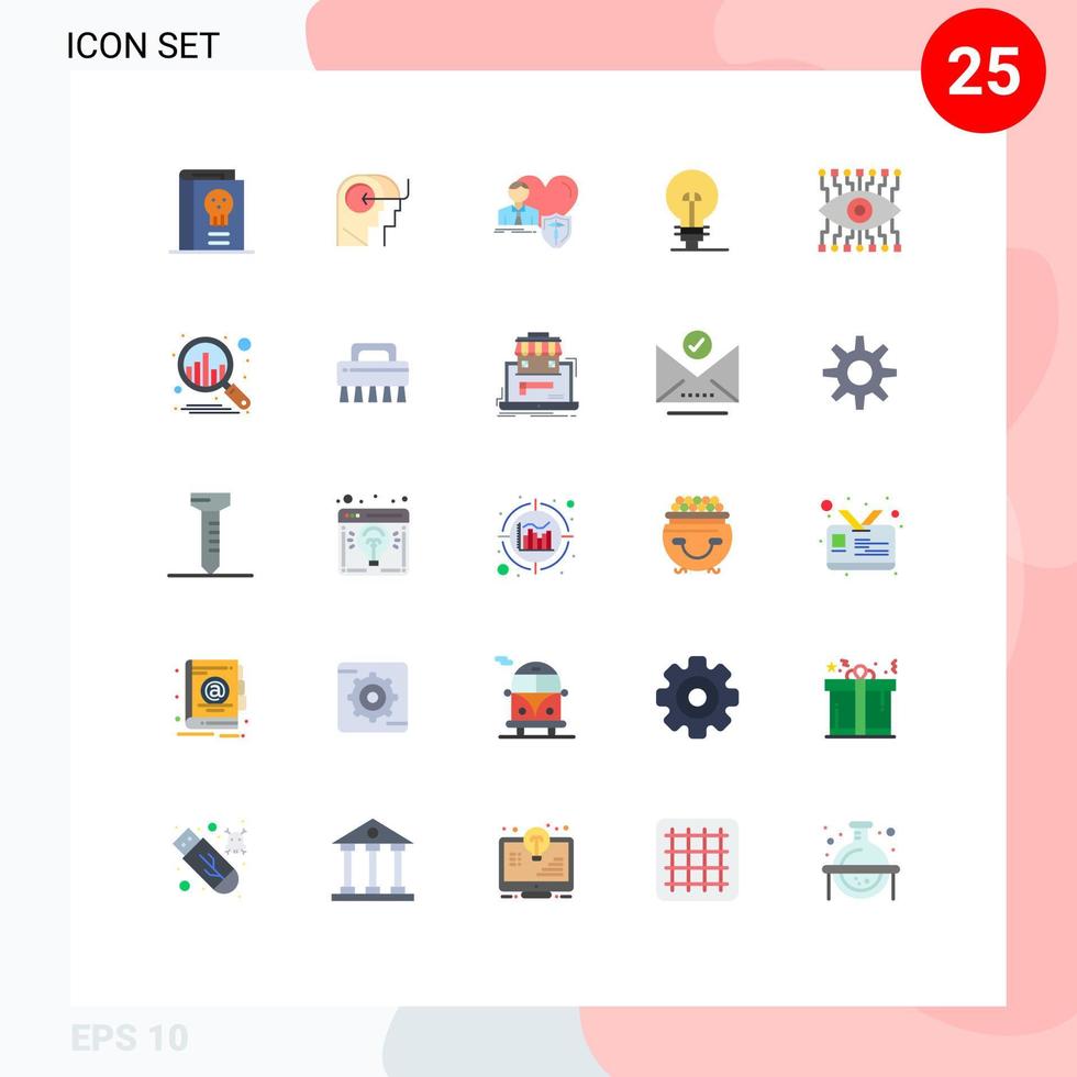 25 universelle flache Farbzeichen Symbole des produktdefinierenden Geistesgeschäfts schützen editierbare Vektordesign-Elemente vektor