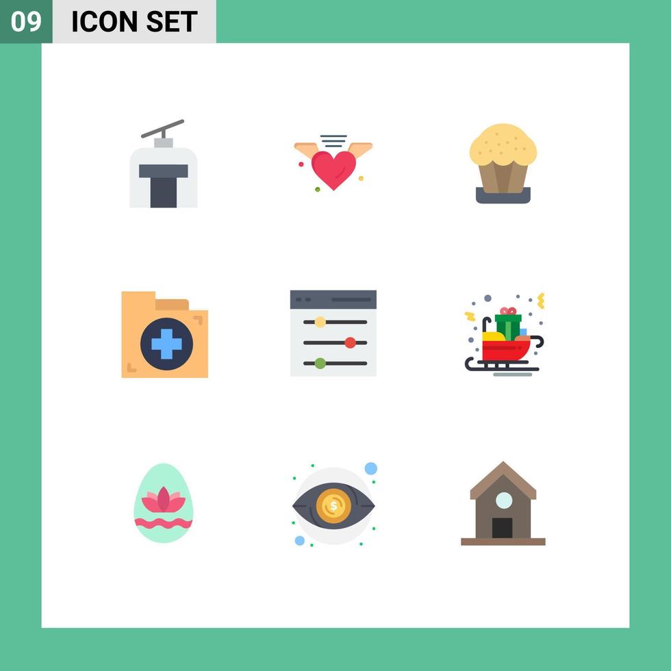 grupp av 9 platt färger tecken och symboler för kommunikation först kaka dokumentera hjälpa redigerbar vektor design element