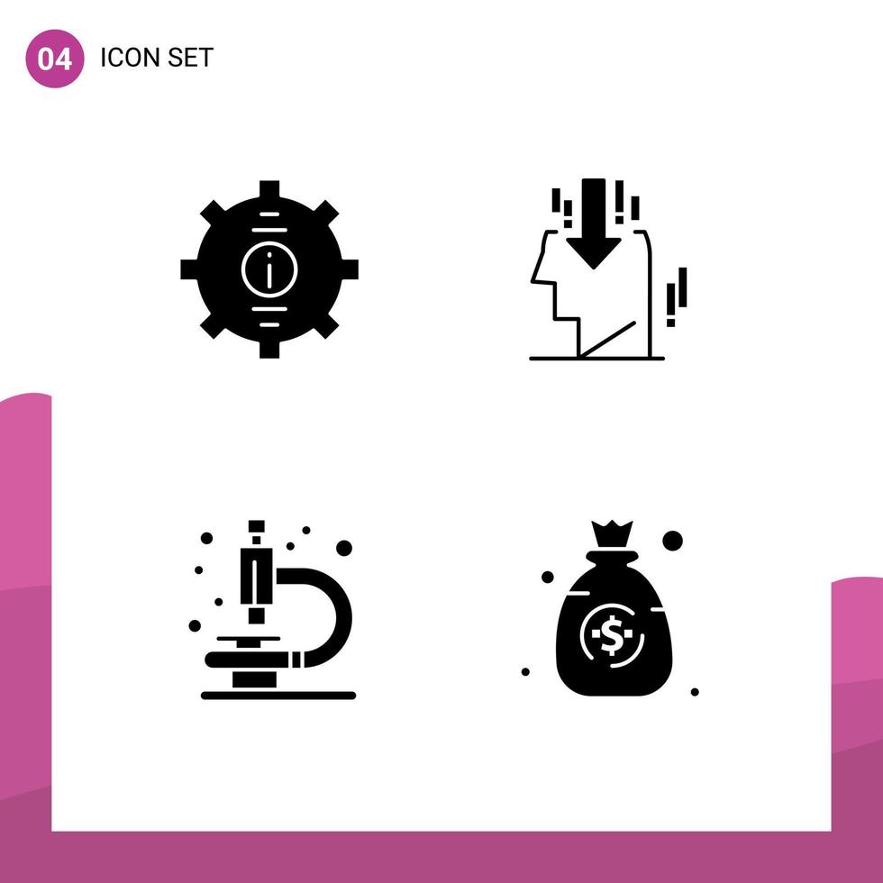 Aktienvektor-Icon-Pack mit 4 Zeilenzeichen und Symbolen für Kontaktlaborservice-Marketingforschung editierbare Vektordesign-Elemente vektor