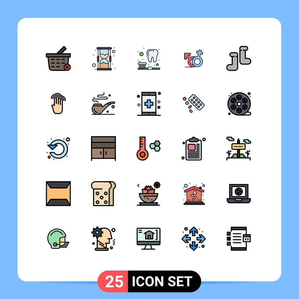 redigerbar vektor linje packa av 25 enkel fylld linje platt färger av gester fingrar tänder skor kvinna redigerbar vektor design element