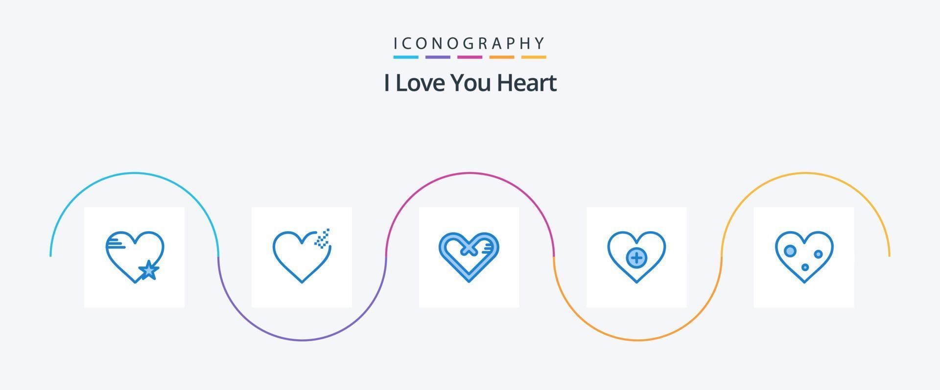 hjärta blå 5 ikon packa Inklusive hjärta. hjärta. hjärta. tycka om. överraskning vektor