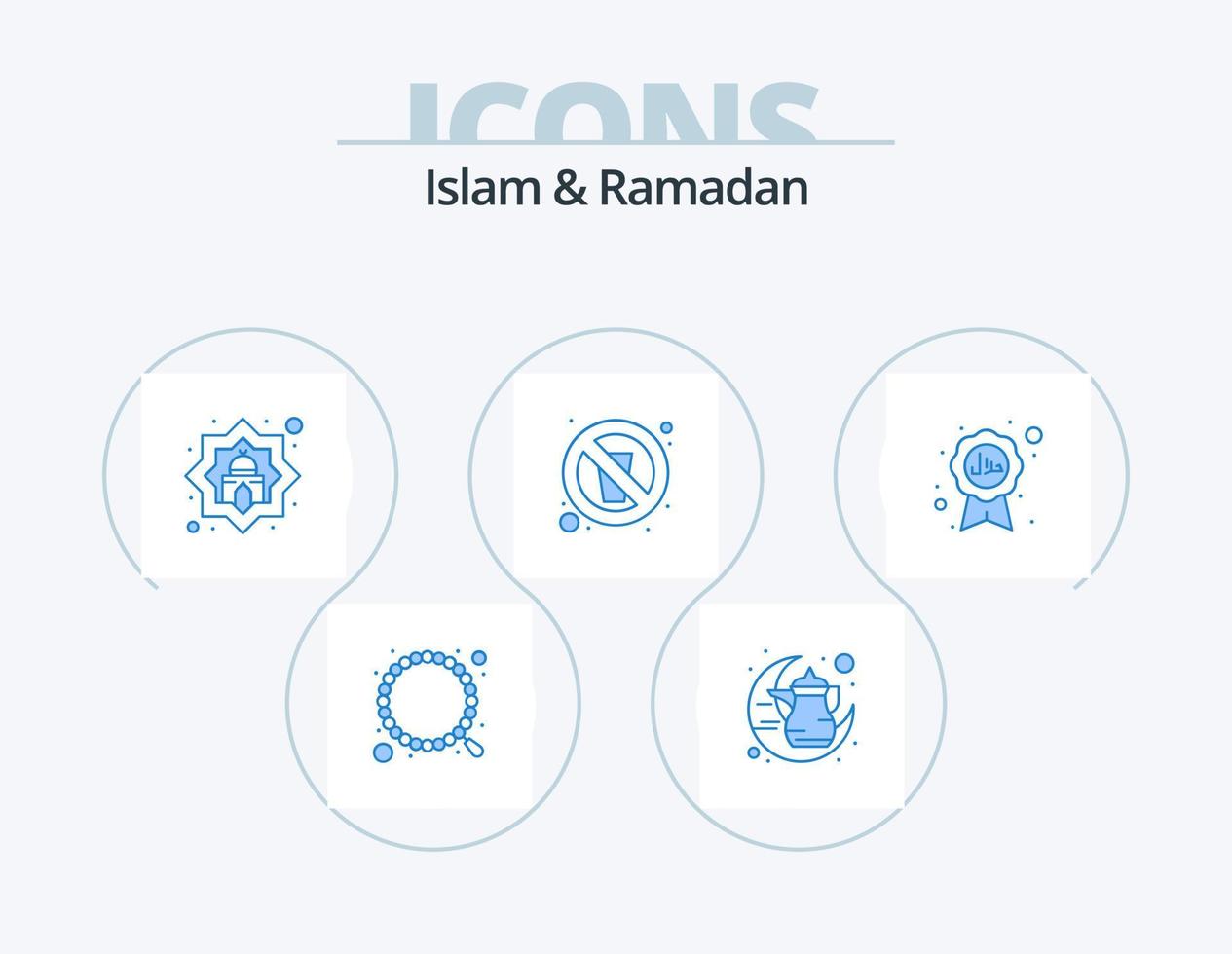 islam och ramadan blå ikon packa 5 ikon design. ramadan. fasta. traditionell. dricka. muslim vektor