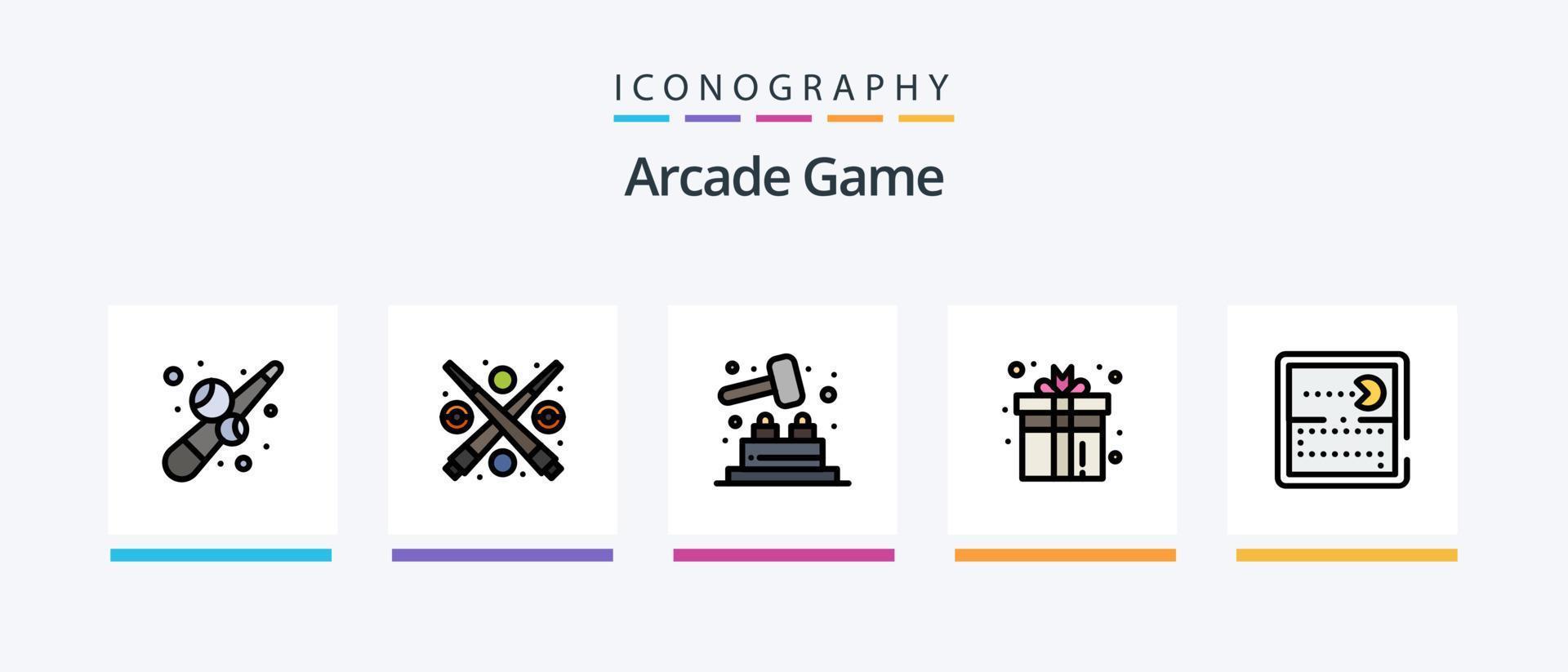 Arcade-Linie gefüllt 5 Icon Pack inklusive Spiele. Spiel. Kasten. Spaß. Joystick. kreatives Symboldesign vektor