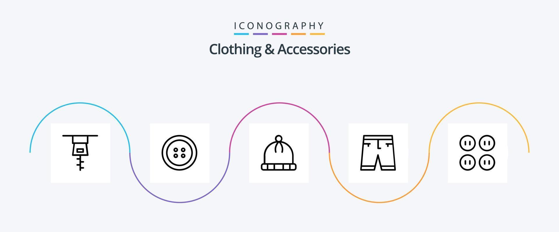 Kleidung und Accessoires Linie 5 Icon Pack inklusive . kleiden. Kleidung. Tasten vektor
