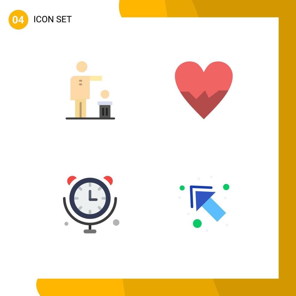 Gruppe von 4 flachen Symbolen, Zeichen und Symbolen für schlechte Uhrenrecycling-Liebesverbindungen editierbare Vektordesign-Elemente vektor
