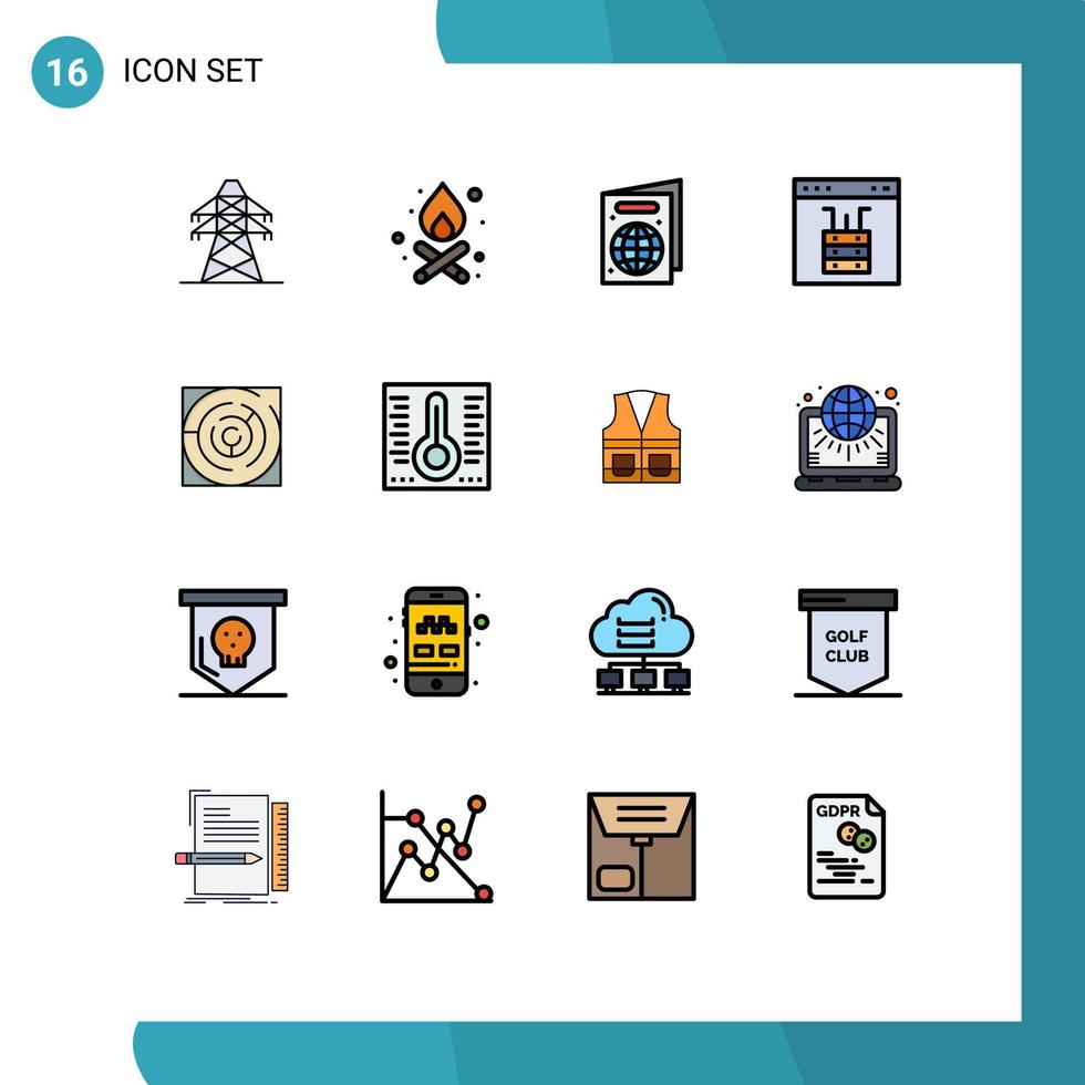 stock vektor ikon packa av 16 linje tecken och symboler för labyrint labyrint passera server gränssnitt redigerbar kreativ vektor design element