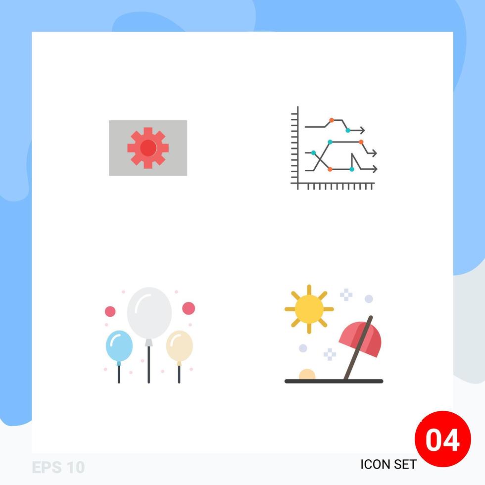 satz von 4 kommerziellen flachen symbolen paket für computertrends gangdiagrammfeier editierbare vektordesignelemente vektor