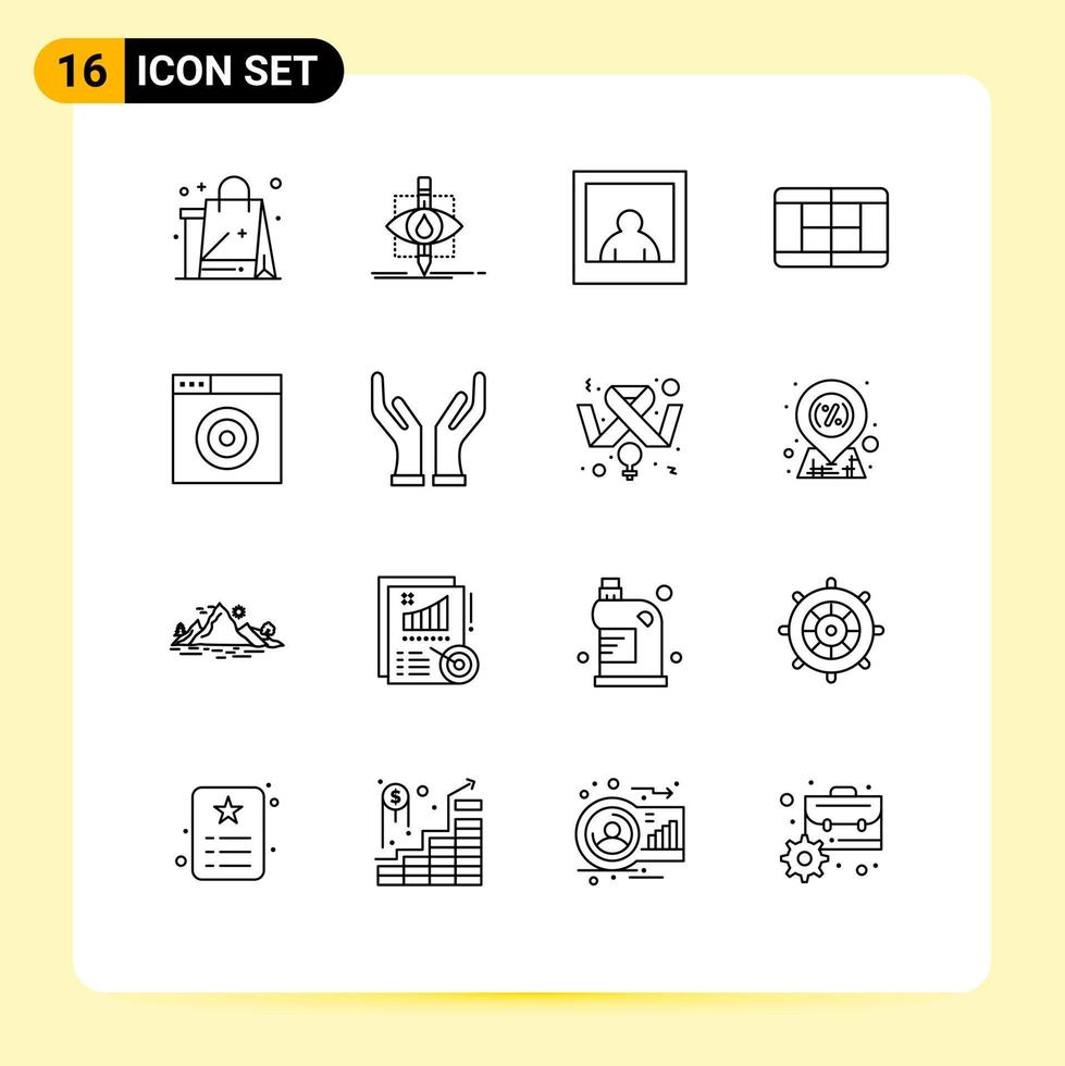 översikt packa av 16 universell symboler av vård internet forskning hitta domstol redigerbar vektor design element