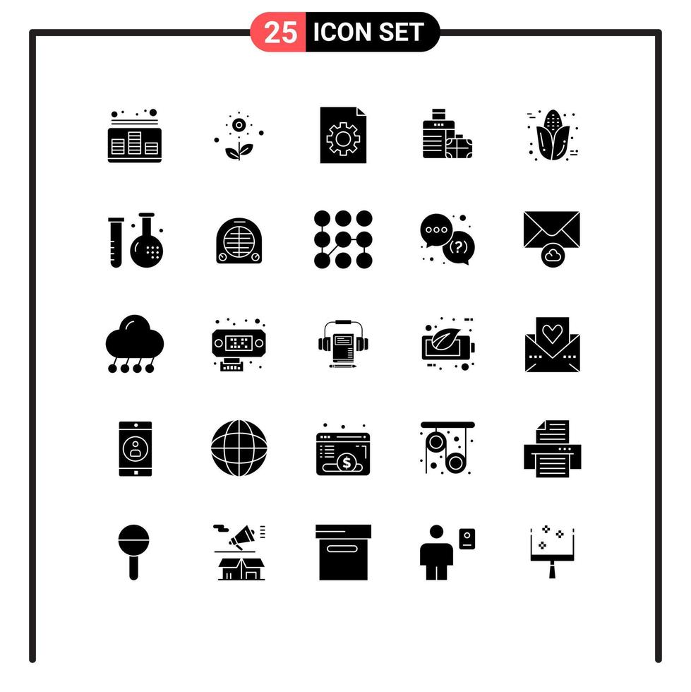 stock vektor ikon packa av 25 linje tecken och symboler för majskolv hotell vår handväska bagage redigerbar vektor design element