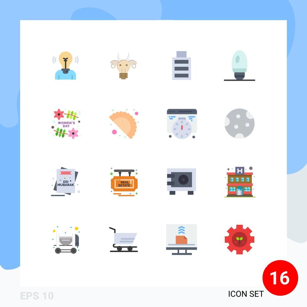 uppsättning av 16 modern ui ikoner symboler tecken för organisation lampa indisk ljus enkel redigerbar packa av kreativ vektor design element
