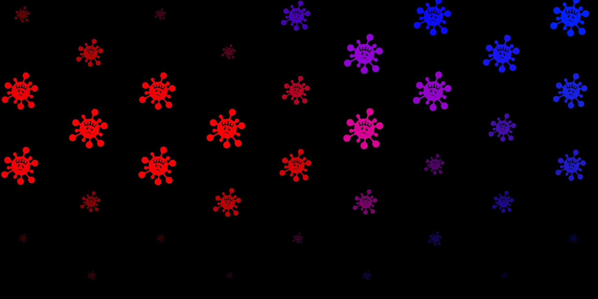 dunkelblaues, rotes Vektormuster mit Coronavirus-Elementen. vektor