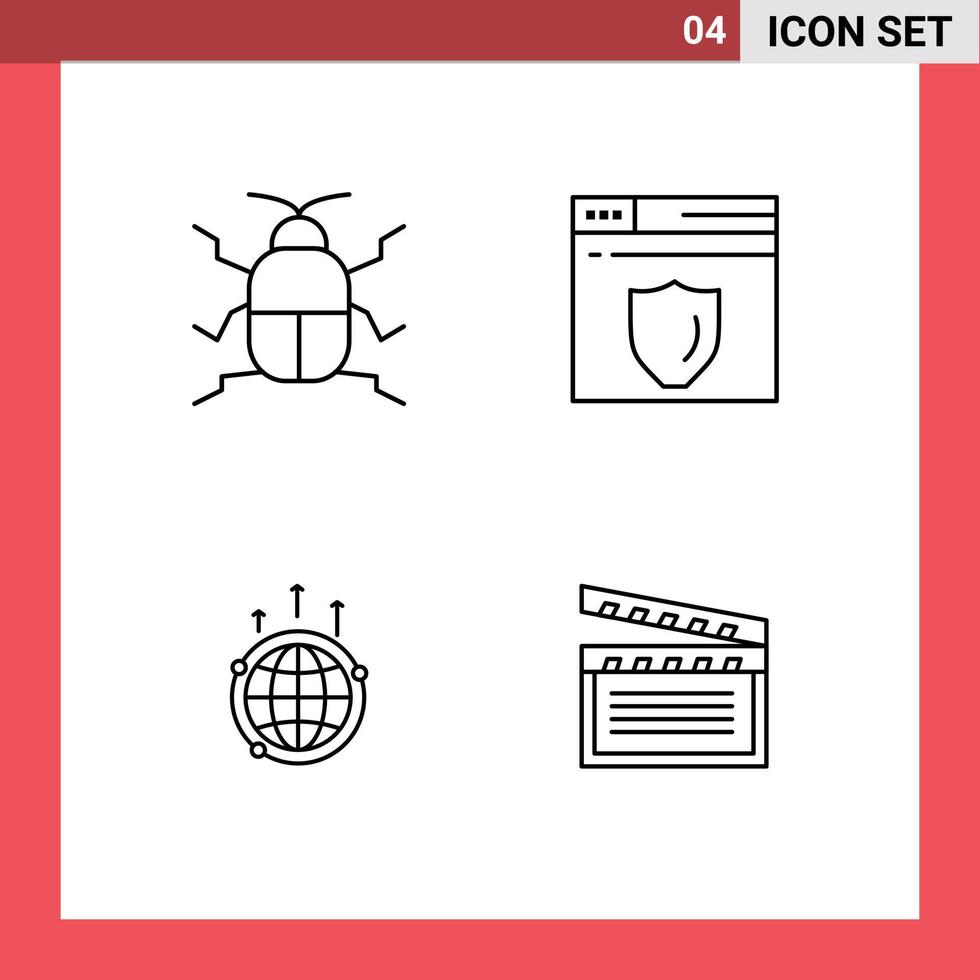 uppsättning av 4 modern ui ikoner symboler tecken för biologi kommunikation natur skydda global redigerbar vektor design element