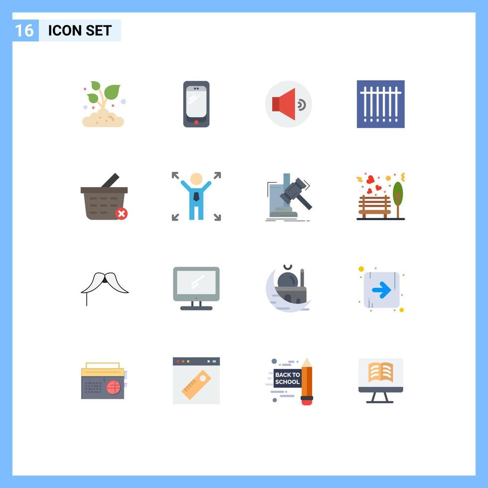 16 flaches Farbkonzept für mobile Websites und Apps Warenkorb Samsung Scan Barcode editierbares Paket kreativer Vektordesignelemente vektor
