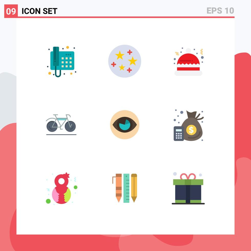 uppsättning av 9 modern ui ikoner symboler tecken för verklighet öga hatt syn promenad redigerbar vektor design element